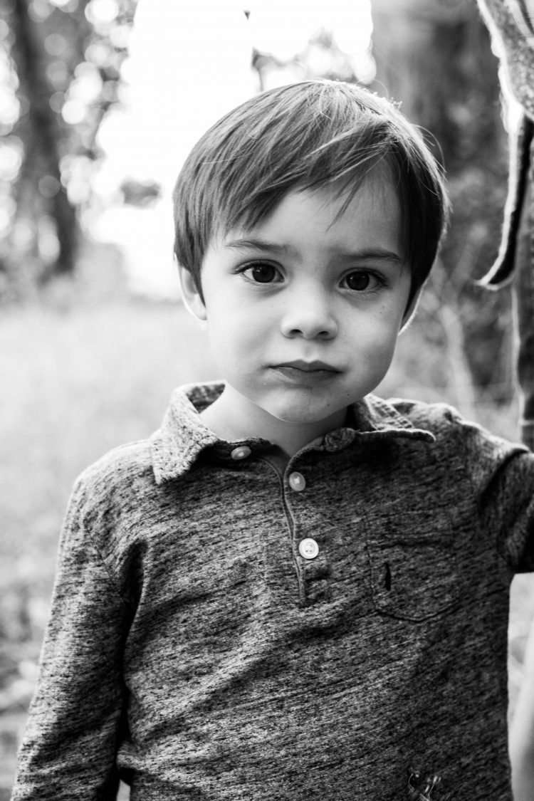 black and white portrait of a boy