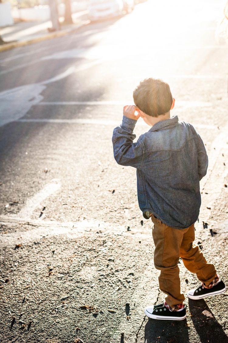 boy on a sunny street