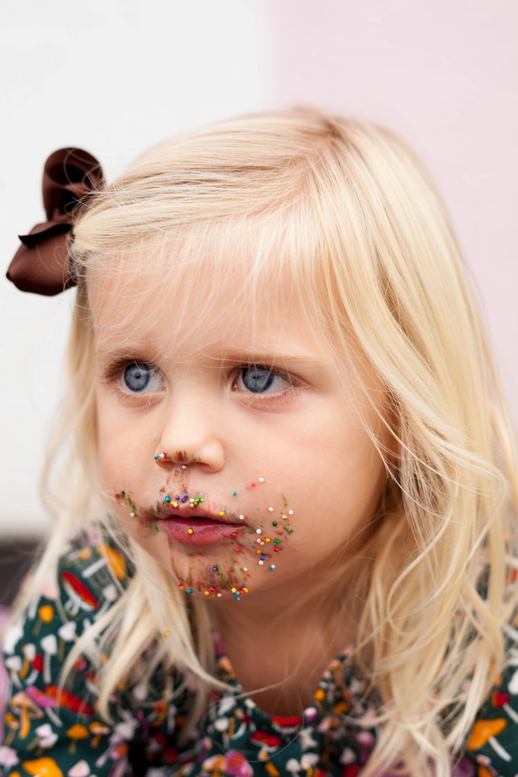 girl with sprinkles on her face