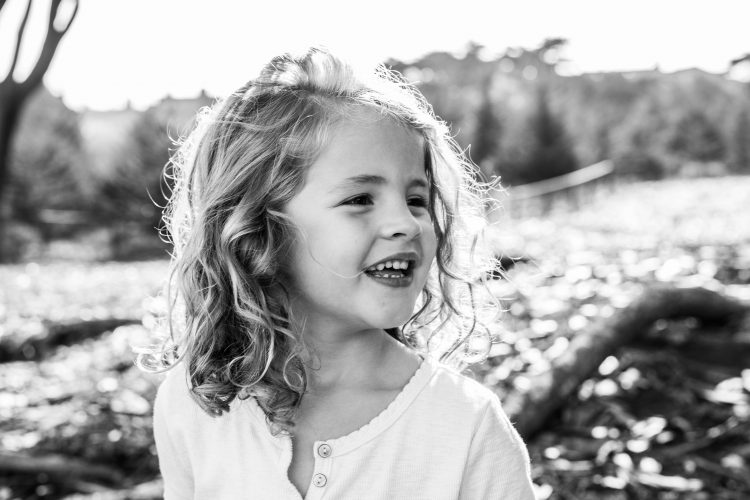 black and white portrait of girl in San Francisco park